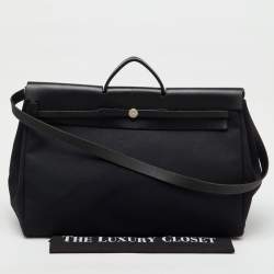 Pre Owned Hermes Black Canvas and Leather Herbag 50 Bag