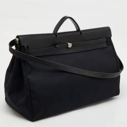Pre Owned Hermes Black Canvas and Leather Herbag 50 Bag
