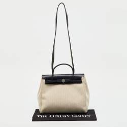 مملوكة مسبقًا حقيبة هيرمس هيرباغ فاشي هنتر قماش تويل موكا/أحمر طوبي 31