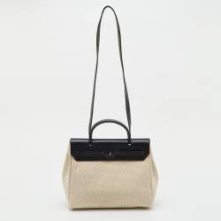 مملوكة مسبقًا حقيبة هيرمس هيرباغ فاشي هنتر قماش تويل موكا/أحمر طوبي 31