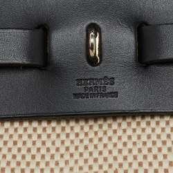 مملوكة مسبقًا حقيبة هيرمس هيرباغ فاشي هنتر قماش تويل موكا/أحمر طوبي 31