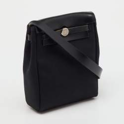 Pre Owned Hermes Black/Beige Toile and Vache Hunter Leather 2-in-1 Herbag TPM Bag