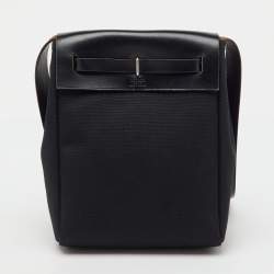 Pre Owned Hermes Black/Beige Toile and Vache Hunter Leather 2-in-1 Herbag TPM Bag