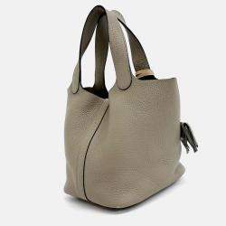 Pre Owned حقيبة هيرمس بيكوتان روك 18 جلد رمادي