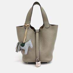 Pre Owned حقيبة هيرمس بيكوتان روك 18 جلد رمادي