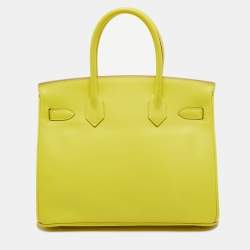 Pre Owned Hermes Lime Epsom Leather Gold Finish Birkin 30 Bag