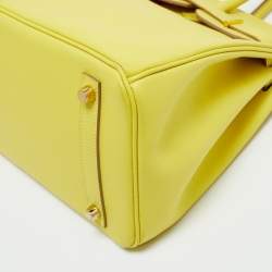 Pre Owned Hermes Lime Epsom Leather Gold Finish Birkin 30 Bag