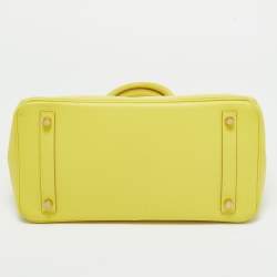Pre Owned Hermes Lime Epsom Leather Gold Finish Birkin 30 Bag