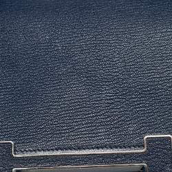 Pre Owned Hermes Bleu Navy Chevre Mysore Leather Palladium Finish Geta Bag