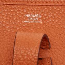 Pre Owned Hermes Potiron Taurillon Clemence Leather Evelyne III GM Bag