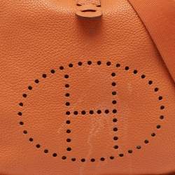 Pre Owned Hermes Potiron Taurillon Clemence Leather Evelyne III GM Bag