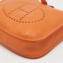 Pre Owned Hermes Potiron Taurillon Clemence Leather Evelyne III GM Bag