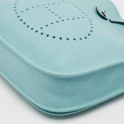 Pre Owned Hermès Bleu Atoll Taurillon Clemence Leather Evelyne III PM Bag