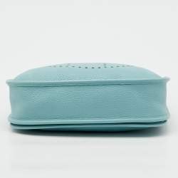 Pre Owned Hermès Bleu Atoll Taurillon Clemence Leather Evelyne III PM Bag