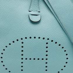 Pre Owned Hermès Bleu Atoll Taurillon Clemence Leather Evelyne III PM Bag