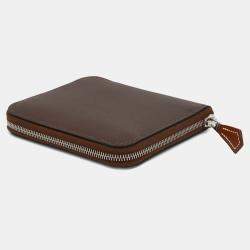 Pre Owned Hermes Azap Compact Silk In Moka Evercolor Wallet