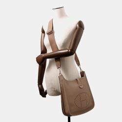 Pre Owned Hermes Evelyne III PM 29 Etoupe Taurillon Clemence Leather Shoulder Bag