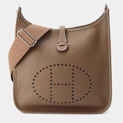 Pre Owned Hermes Evelyne III PM 29 Etoupe Taurillon Clemence Leather Shoulder Bag