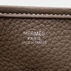 Pre Owned Hermes Evelyne III PM 29 Etoupe Taurillon Clemence Leather Shoulder Bag
