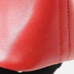 Pre Owned Hermes Bolide27 Rouge Vif Box Calf Handbag W GHW