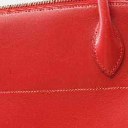 Pre Owned Hermes Bolide27 Rouge Vif Box Calf Handbag W GHW