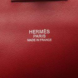 Pre Owned Hermes Toolbox 20 Red Evercolor Leather Handbag
