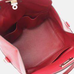 Pre Owned Hermes Toolbox 20 Red Evercolor Leather Handbag