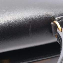 مملوكة مسبقًا Hermes Kelly 35 Black Box Calf Leather Handbag