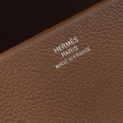Pre Owned Hermes New Drug 22 Shoulder Handbag H080214Ckd0 Evercolor Leather Brown