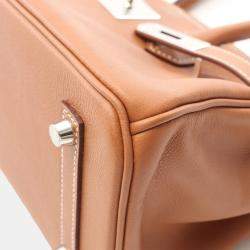 Pre Owned Hermes Shoulder Birkin 29 Shoulder Bag Evercolor Leather Brown Gold