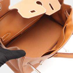 Pre Owned Hermes Shoulder Birkin 29 Shoulder Bag Evercolor Leather Brown Gold