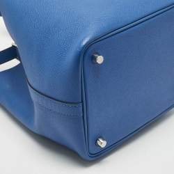 Pre Owned Hermes Bleu Zellige/Bleu Encre/Rouge Epsom Leather Picotin Lock Tressage 18 Bag