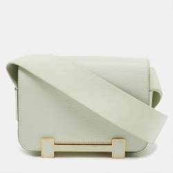 Pre Owned Hermes Vert Fizz Chevre Mysore Leather Gold Finish Geta Bag