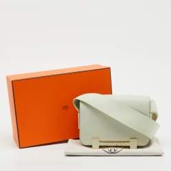 Pre Owned Hermes Vert Fizz Chevre Mysore Leather Gold Finish Geta Bag