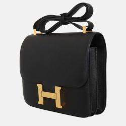 Pre Owned Hermes Constance 24 Black Leather Shoulder Bag