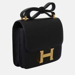 Pre Owned Hermes Constance 24 Black Leather Shoulder Bag