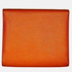 Pre Owned Hermes Portefeuille-Sac Clic 16 Orange Epsom Leather Handbag PHW