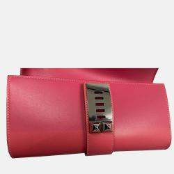 Pre Owned Hermes Medor 23 Tadelakt Leather Clutch Bag