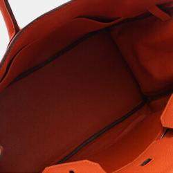 Pre Owned Hermes Birkin 30 Orange Clemence Leather Shoulder Bag