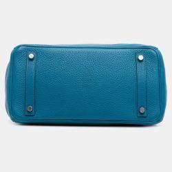 Pre Owned Hermes Birkin 30 Blue Togo Leather Shoulder Bag