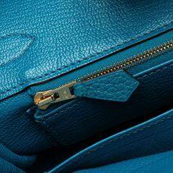 Pre Owned Hermes Birkin 30 Blue Clemence Leather Shoulder Bag