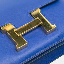 Pre Owned Hermes 18 Constance Blue Swift Leather Shoulder Bag