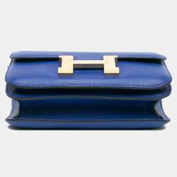 Pre Owned Hermes 18 Constance Blue Swift Leather Shoulder Bag