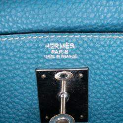 Pre Owned Hermes 32 Kelly II Blue Togo Leather Shoulder Bag