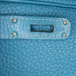 Pre Owned Hermes 32 Kelly II Blue Togo Leather Shoulder Bag