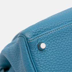Pre Owned Hermes 32 Kelly II Blue Togo Leather Shoulder Bag