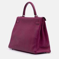 Pre Owned Hermes 35  Kelly II Purple Togo Leather Shoulder Bag