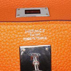 Pre Owned Hermes 35 Kelly II Orange Togo Leather Shoulder Bag