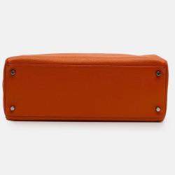 Pre Owned Hermes 35 Kelly II Orange Togo Leather Shoulder Bag