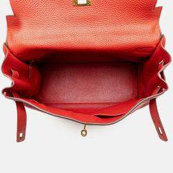 Pre Owned Hermes 35 Kelly II Red Togo Leather Shoulder Bag